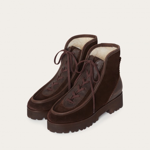 Junko botki, czekoladowy brąz welur #2016